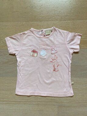 Noukie's toddler light pink cotton t-shirt, embroidered front, size: 18 M